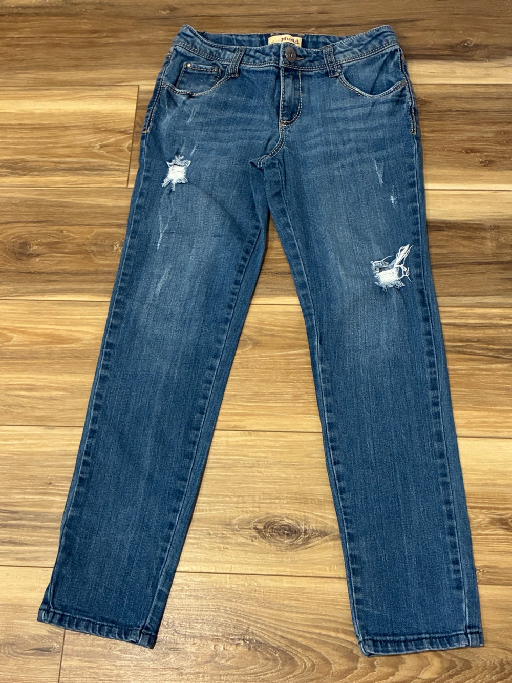 Mudd Girls Distressed Skinny Denim Blue Jeans Size 14